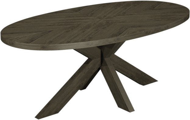 Ellipse Fumed Oak 6 Seater Dining Table with Wooden Legs
