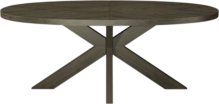 Ellipse Fumed Oak 6 Seater Dining Table with Wooden Legs - Home Furniture Interiors
