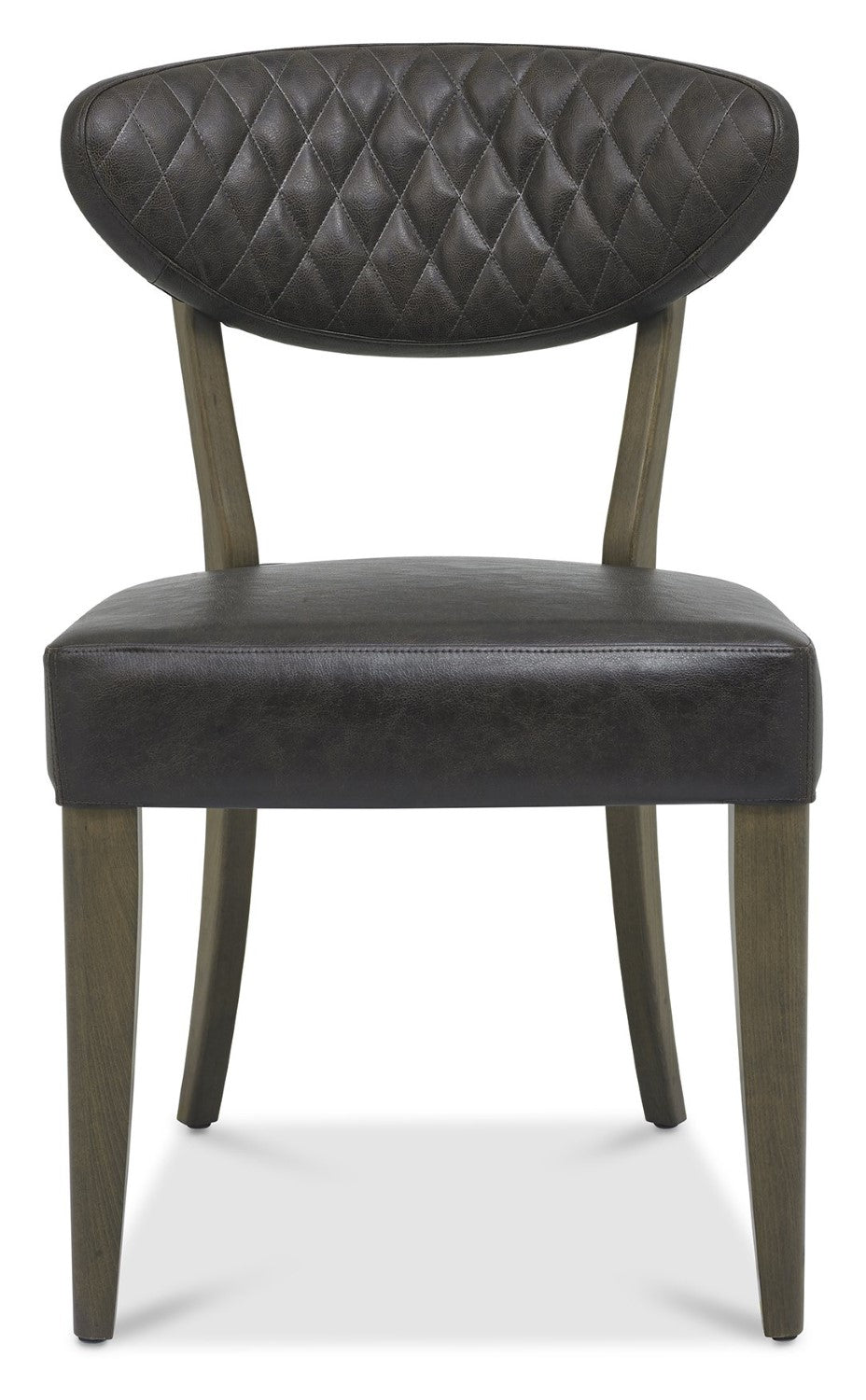 Dark Oak Oval Large Dining Table 6 Grey Leather Chairs Set - Home Furniture Interiors