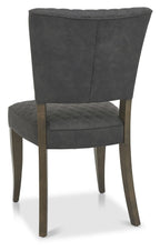 Dark Oak Oval Dining Set with 6 Dark Grey Dining Chairs - Home Furniture Interiors