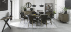 Dark Oak Oval Dining Table Set 6 Vintage Leather Chairs - Home Furniture Interiors