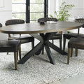 Large Dark Oak Oval Parquet Dining Table