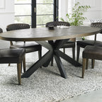 Large Dark Oak Oval Parquet Dining Table