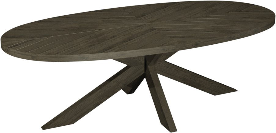 Ellipse Fumed Oak 8 Seater Dining Table with Wooden Legs