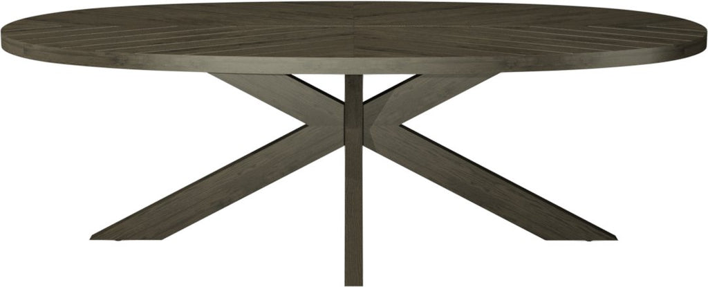 Ellipse Fumed Oak 8 Seater Dining Table with Wooden Legs - Home Furniture Interiors