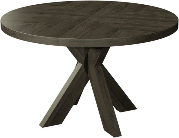 Ellipse Fumed Oak 4 Seater Circular Dining Table with Wooden Legs