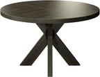 Ellipse Fumed Oak 4 Seater Circular Dining Table with Wooden Legs - Home Furniture Interiors