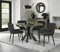 Dark Oak Small Dining Table Set 4 Dark Grey Leather Chairs