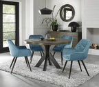Dark Oak Round Dining Table Black Legs - Home Furniture Interiors