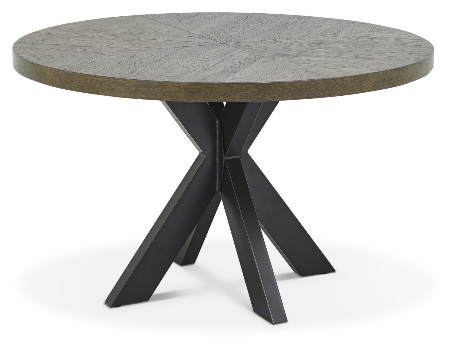 Dark Oak Round Table 4 Blue Velvet Fabric Chairs Dining Set - Home Furniture Interiors