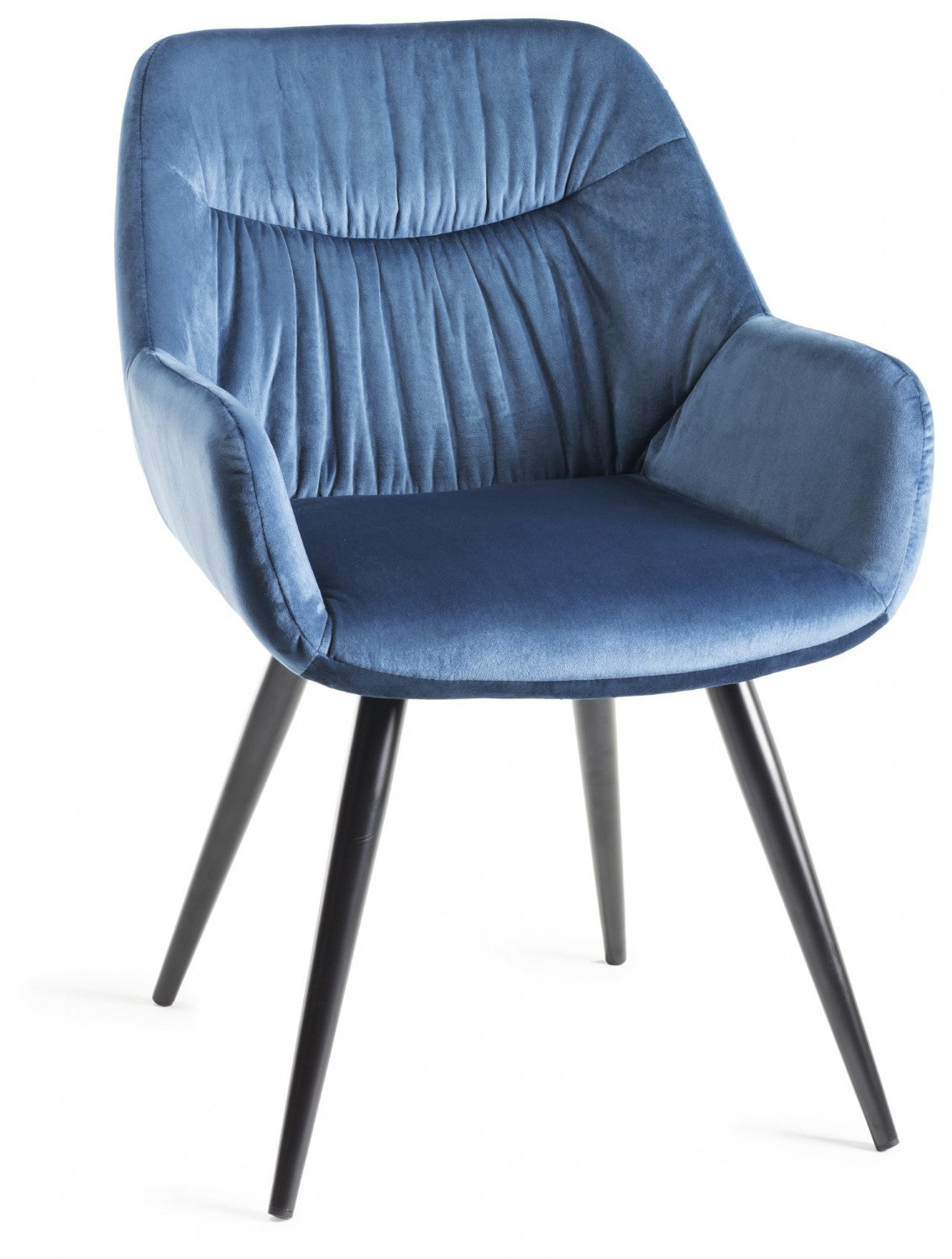 Dark Oak Round Table 4 Blue Velvet Fabric Chairs Dining Set - Home Furniture Interiors