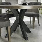 Dark Oak Round Dining Table Black Legs - Home Furniture Interiors