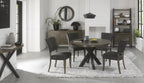 Dark Oak Round Dining Table Black Legs - Home Furniture Interiors