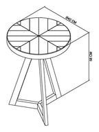 Rustic Oak Top Round Side Lamp Table - Home Furniture Interiors