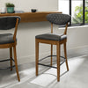 Dark Grey Fabric Rustic Oak Bar Stool