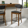 Dark Grey Fabric Rustic Oak Bar Stool