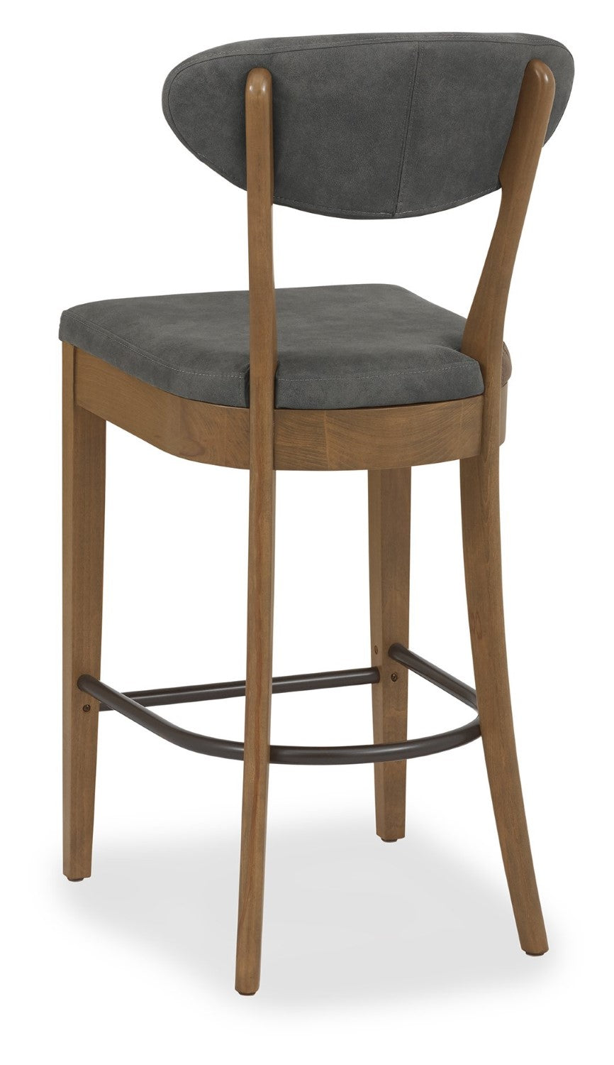 Dark Grey Fabric Rustic Oak Bar Stool - Home Furniture Interiors