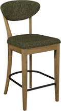 Ellipse Rustic Oak Upholstered Bar Stool Green Fabric (Pair)