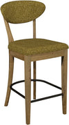 Ellipse Rustic Oak Upholstered Bar Stool Mustard Fabric (Pair)