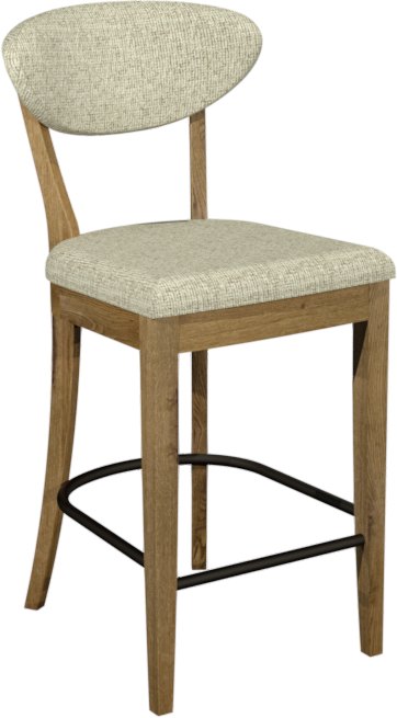 Ellipse Rustic Oak Upholstered Bar Stool Oatmeal Fabric (Pair)