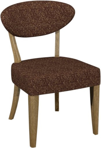 Ellipse Rustic Oak Upholstered Dining Chair Auburn Fabric (Pair)