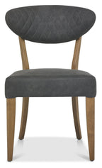 Rustic Oak Dark Grey Leather Dining Chair - Home Furniture Interiors