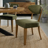 Green Velvet Diamond Stitch Back Dining Chair Oak Frame