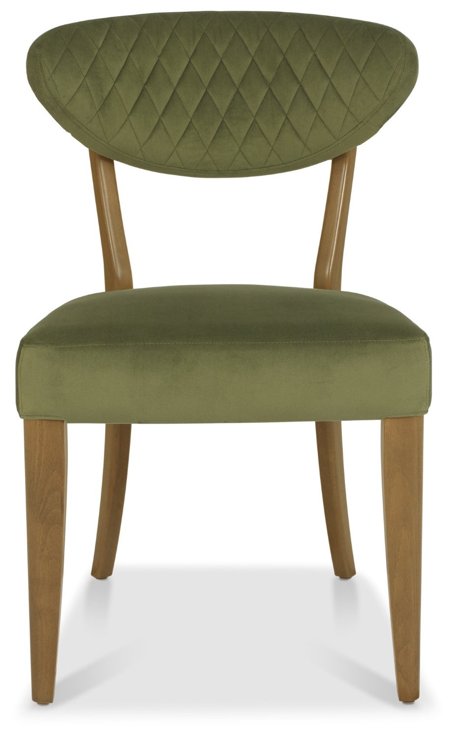 Green Velvet Diamond Stitch Back Dining Chair Oak Frame - Home Furniture Interiors