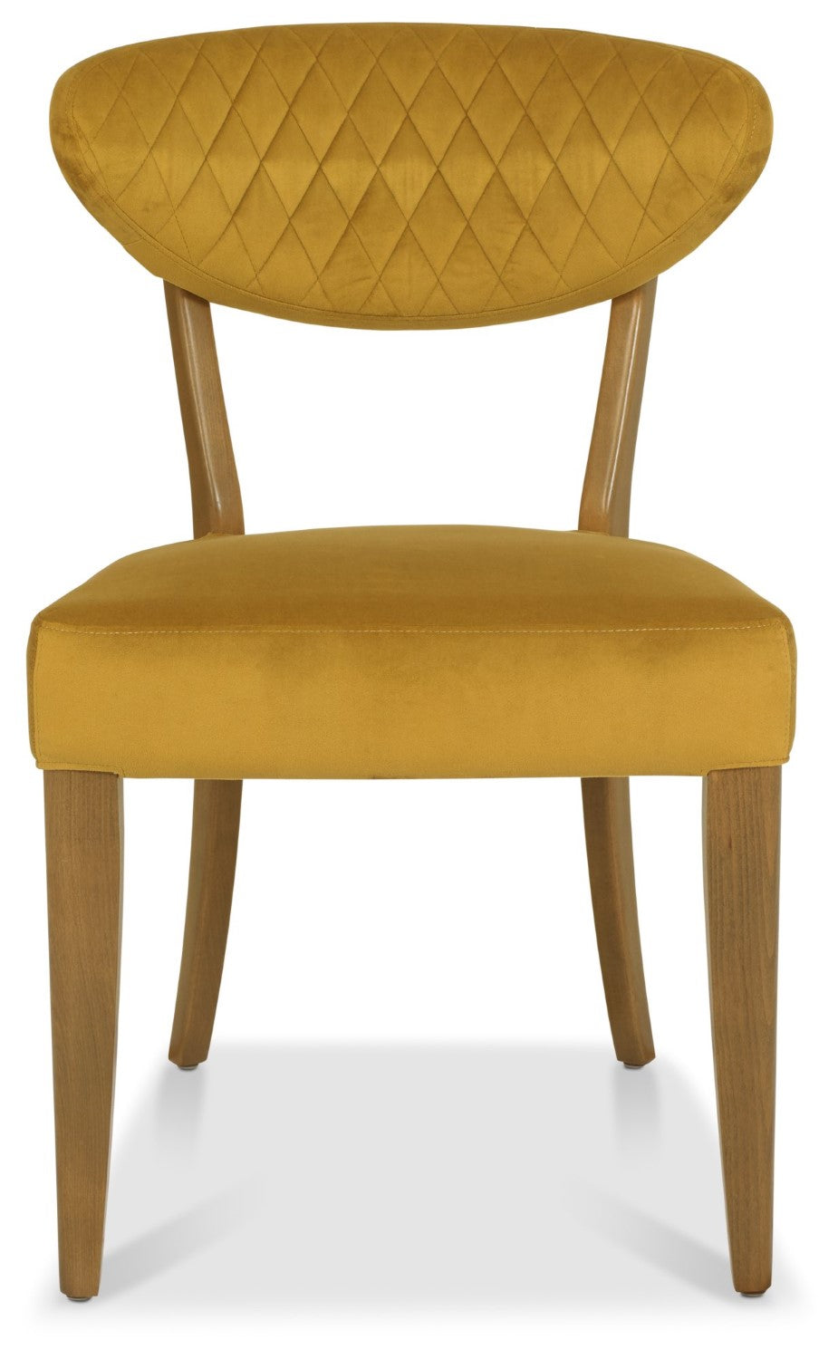 Pair of Rustic Oak Yellow Velvet Fabric Dining Chairs - Home Furniture Interiors