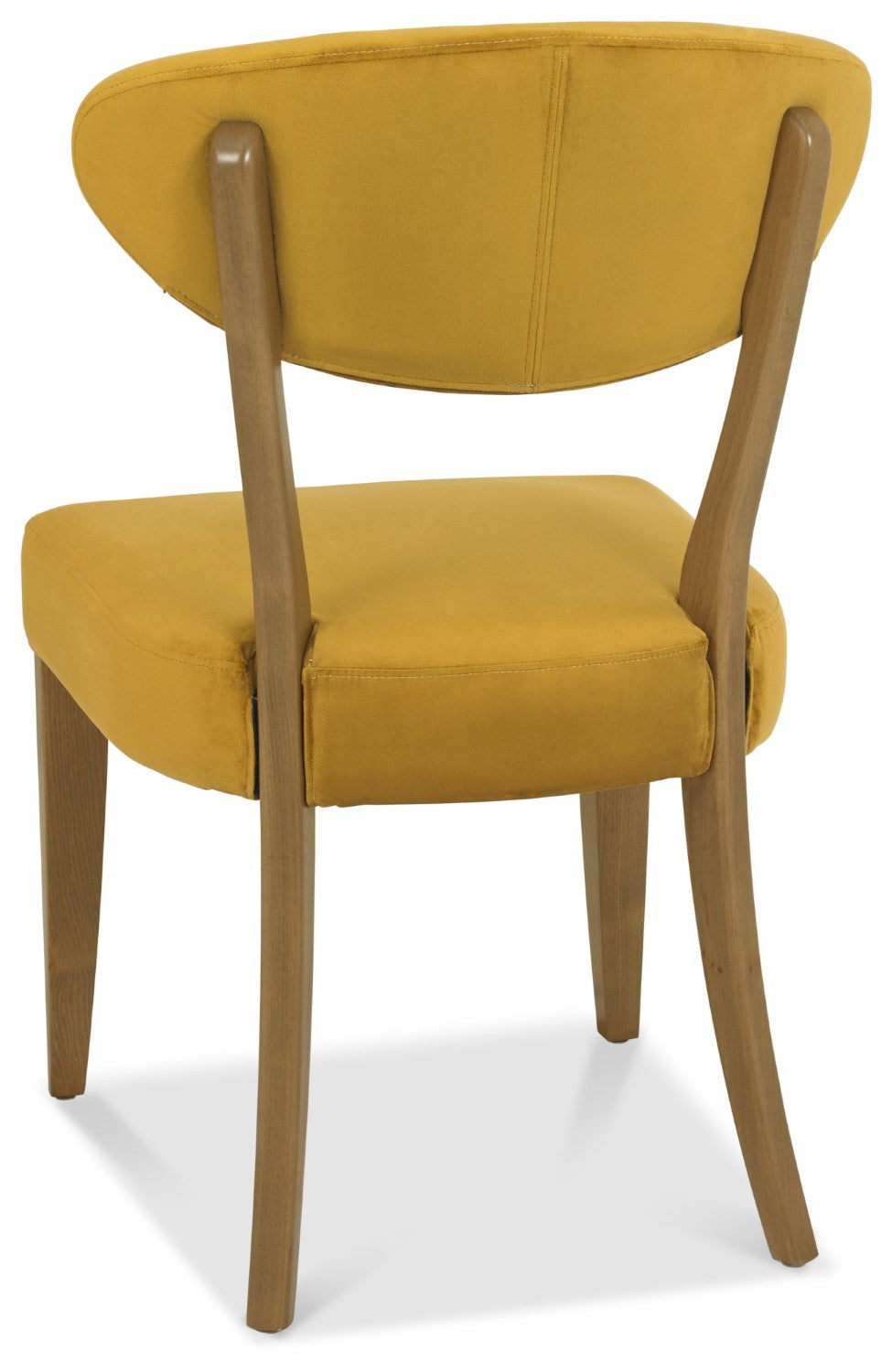 Pair of Rustic Oak Yellow Velvet Fabric Dining Chairs - Home Furniture Interiors