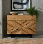 Oak Sideboard 2 Doors 2 Drawers Parquet Chevron Design