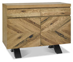 Oak Sideboard 2 Doors 2 Drawers Parquet Chevron Design - Home Furniture Interiors