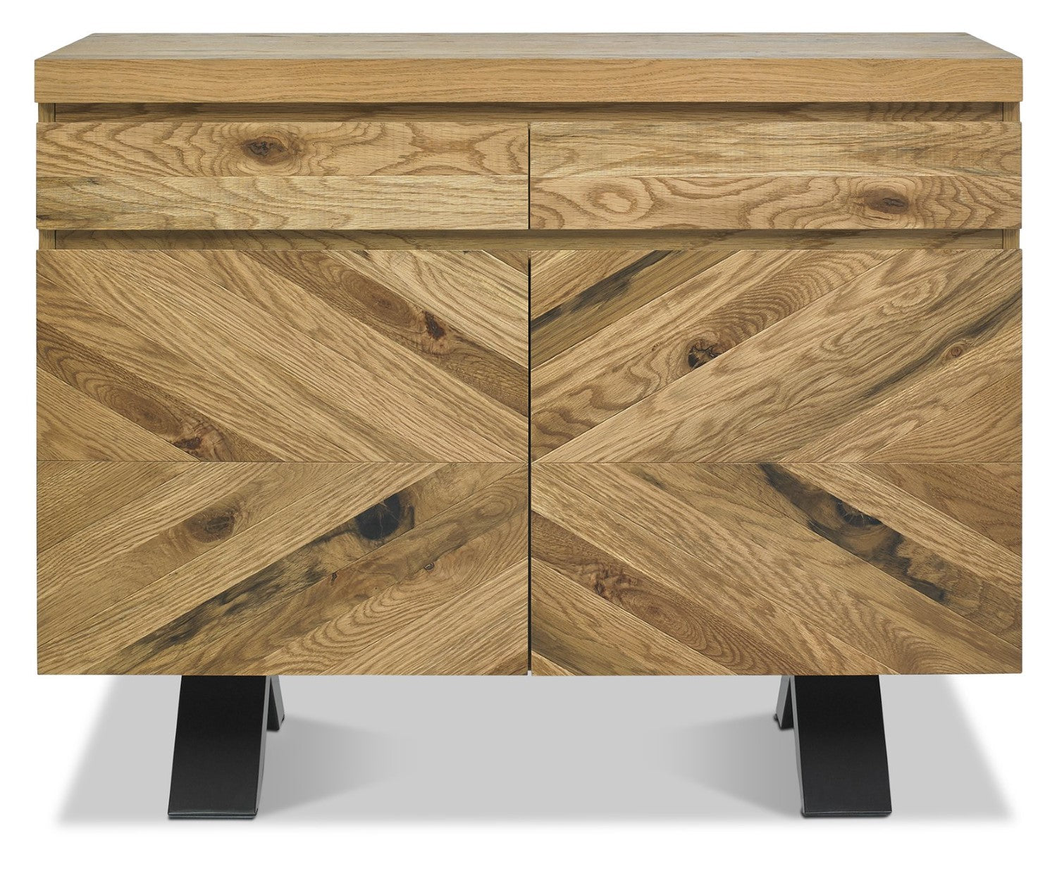 Oak Sideboard 2 Doors 2 Drawers Parquet Chevron Design - Home Furniture Interiors