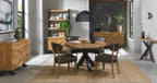 Rustic Oak Round Wall Mirror Herringbone Pattern - Home Furniture Interiors
