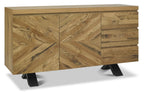 Rustic Oak Large Wide Sideboard 2 Doors 3 Drawers - Home Furniture Interiors