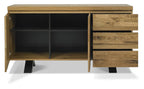 Rustic Oak Large Wide Sideboard 2 Doors 3 Drawers - Home Furniture Interiors