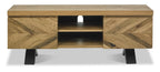 Oak Large Chevron Parquet TV Media Entertainment Unit - Home Furniture Interiors