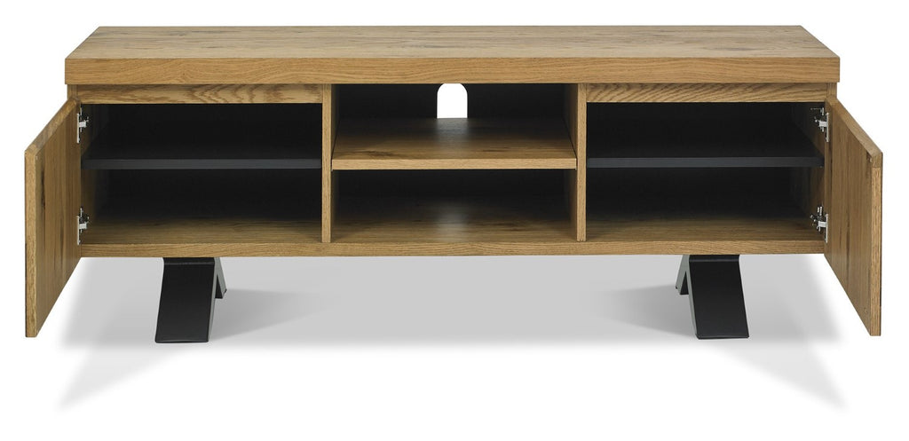 Oak Large Chevron Parquet TV Media Entertainment Unit - Home Furniture Interiors
