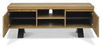 Oak Large Chevron Parquet TV Media Entertainment Unit - Home Furniture Interiors