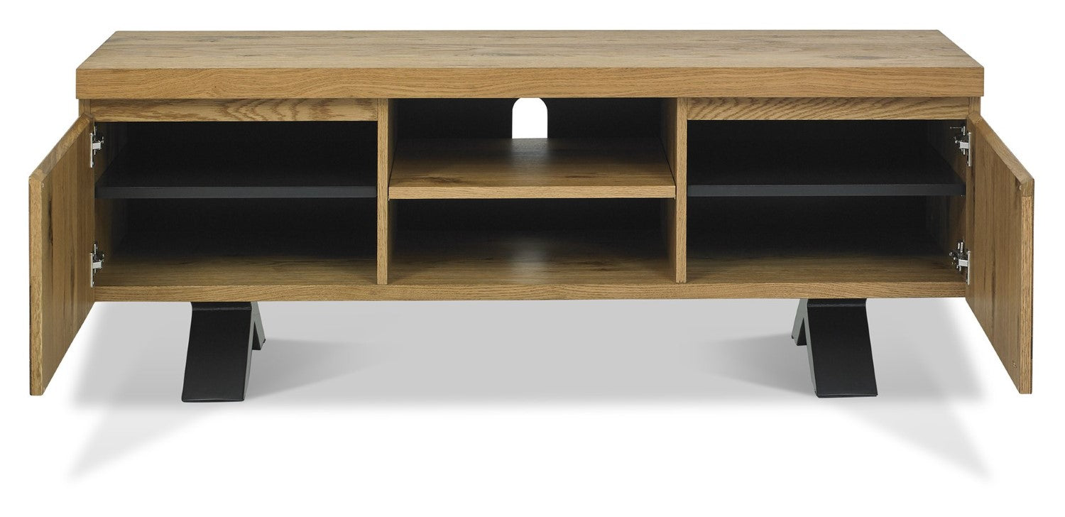 Oak Large Chevron Parquet TV Media Entertainment Unit - Home Furniture Interiors