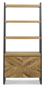 Rustic Oak Open Display Shelving Unit with Cupboard Base - Home Furniture Interiors
