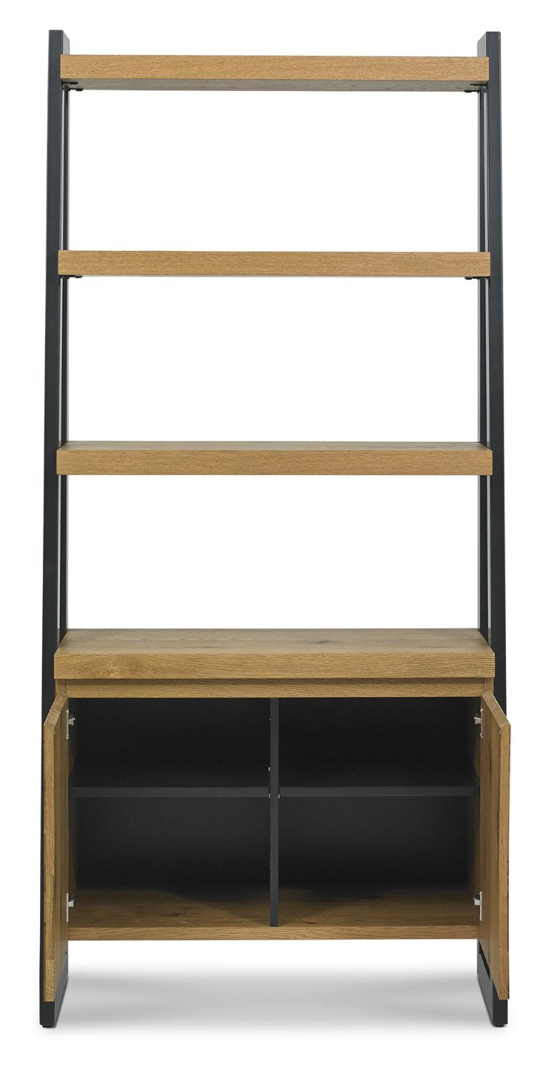 Rustic Oak Open Display Shelving Unit with Cupboard Base - Home Furniture Interiors