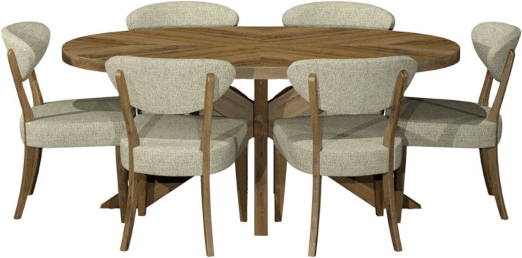 Ellipse Rustic Oak Small 6 Seater Dining Table with Wooden Legs - Home Furniture Interiors