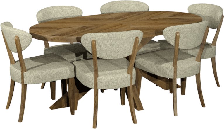 Ellipse Rustic Oak Small 6 Seater Dining Table with Wooden Legs - Home Furniture Interiors