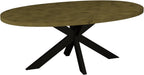 Ellipse Rustic Oak Small 6 Seater Dining Table with Metal Legs