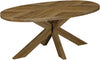 Ellipse Rustic Oak 6 Seater Dining Table with Wooden Legs