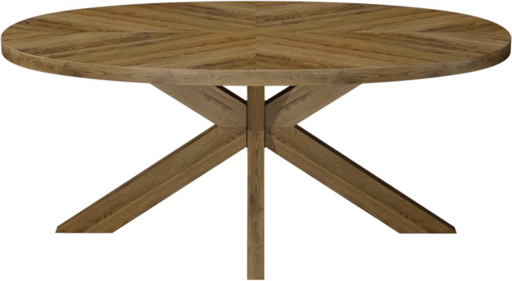 Ellipse Rustic Oak 6 Seater Dining Table with Wooden Legs - Home Furniture Interiors