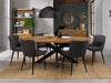 Rustic Oak Oval Dining Table Set Dark Grey Leather Chairs