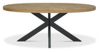 Rustic Oak Oval Dining Table 6 Blue Velvet Fabric Chairs Set - Home Furniture Interiors