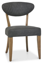 Rustic Oak Oval Dining Table Set 6 Dark Grey Fabric Chairs - Home Furniture Interiors